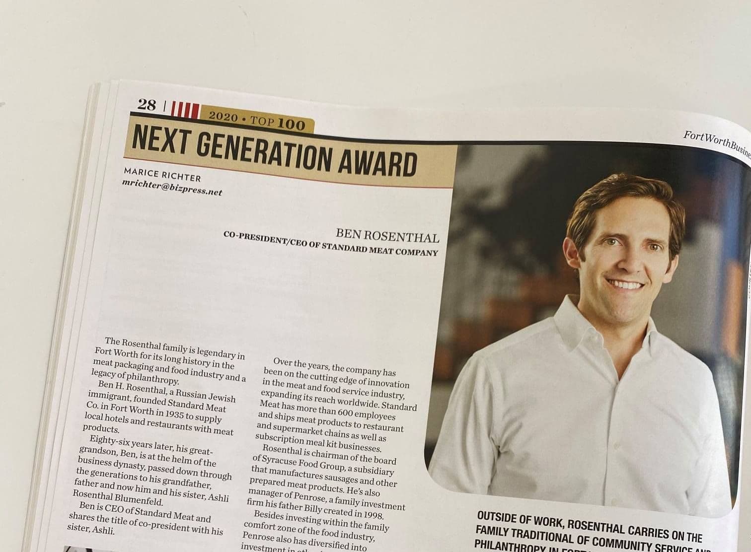 Ben Rosenthal Receives Next Generation Award